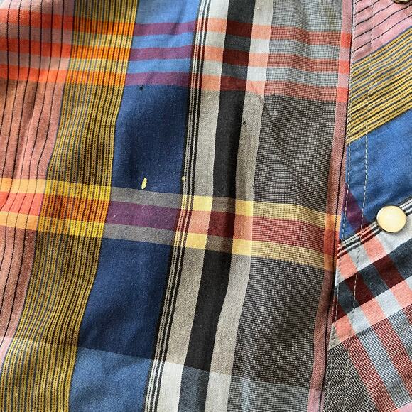 Wrangler Shirt Mens 17 1/5 36 Cowboy Cut X-Long Tails Long Sleeve Pearl Snap - Picture 3 of 9